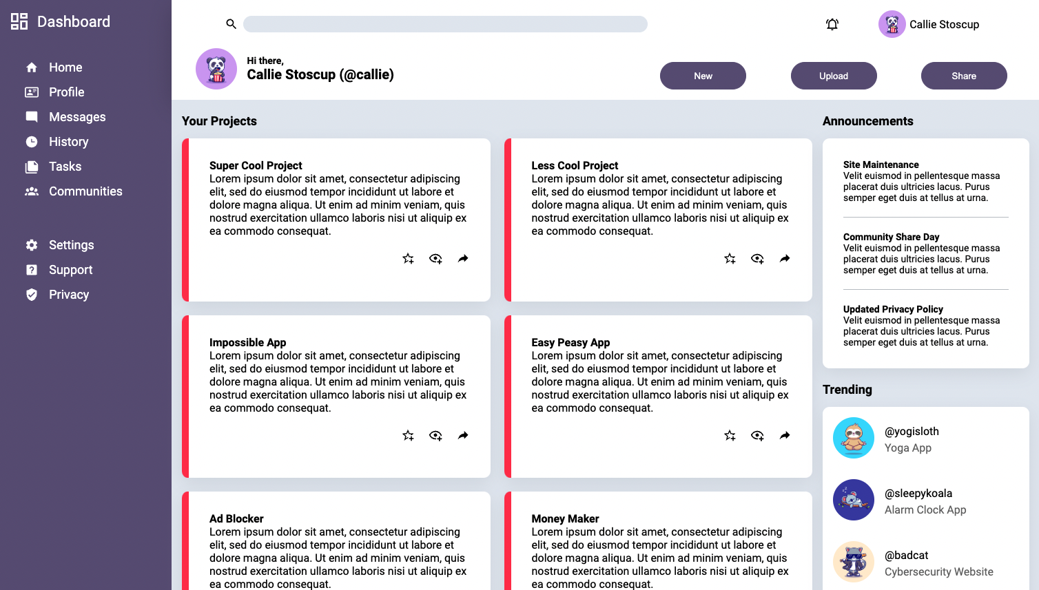 admin dashboard form